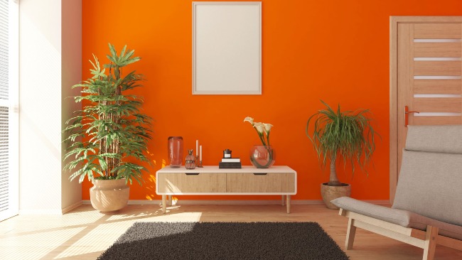 rumah minimalis dengan cat orange